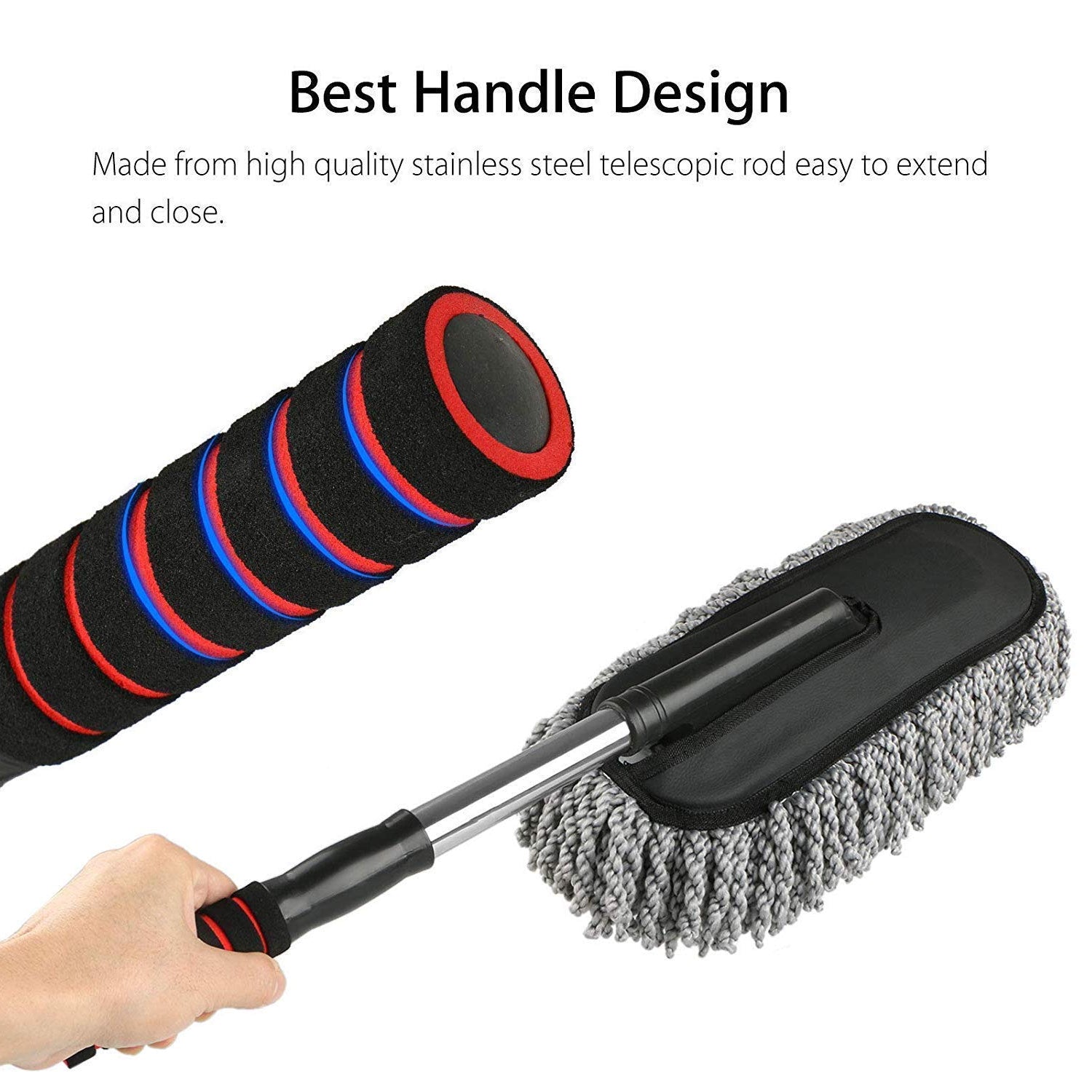 Car duster cleaning car dashboard and surfaces