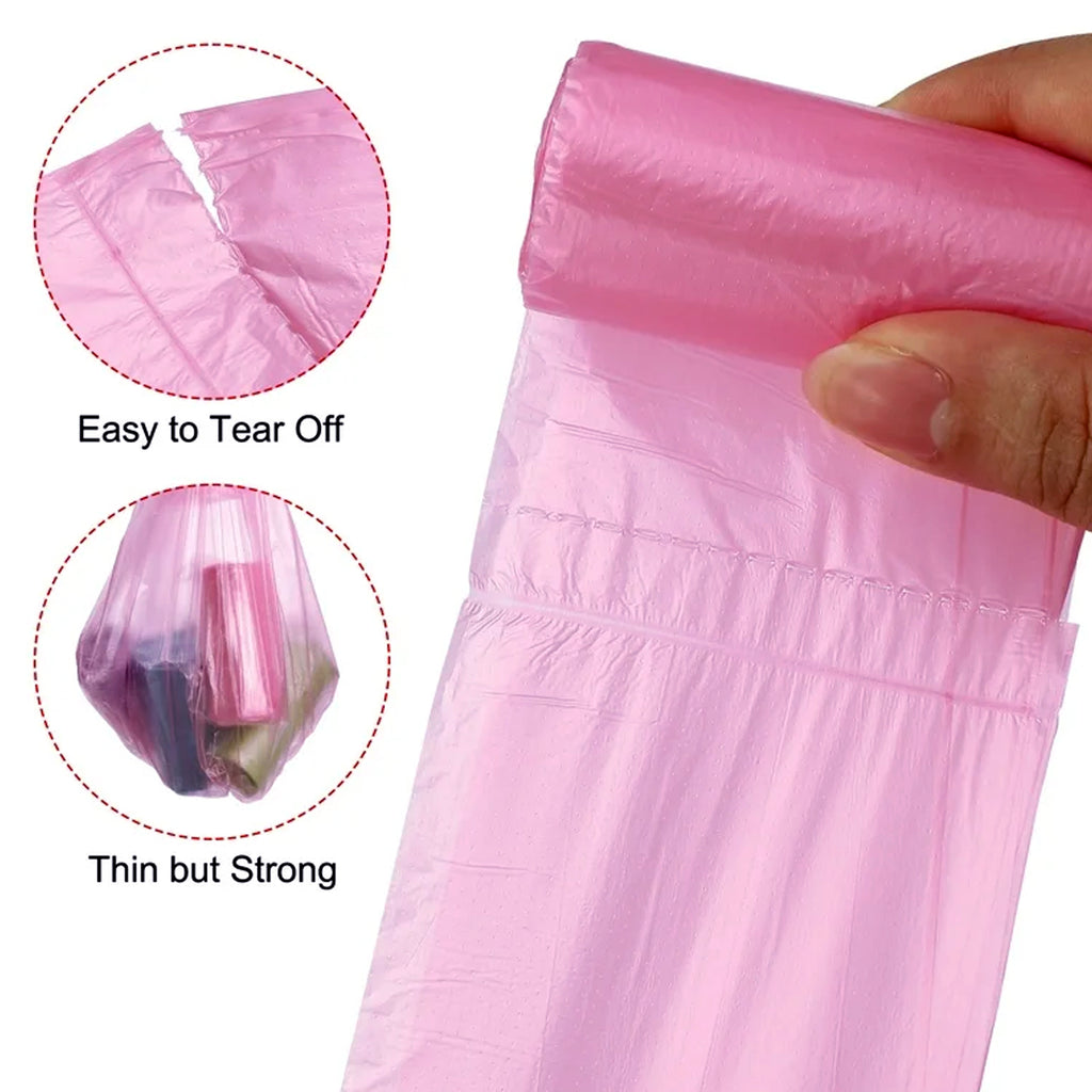 Disposable garbage bag on a roll for easy dispensing
