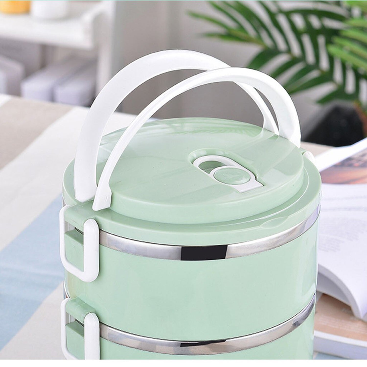 2873 Multi Layer Stainless Steel Hot Lunch Box packed with food