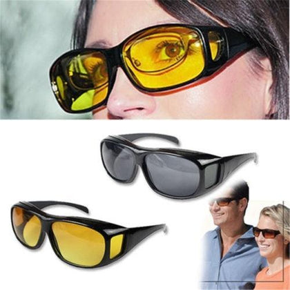 Night HD Vision Driving Glasses with yellow lenses and black frame