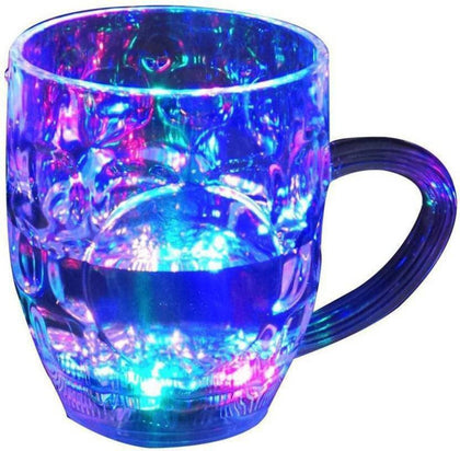 LED light-up glass cup with rainbow colors, perfect for parties