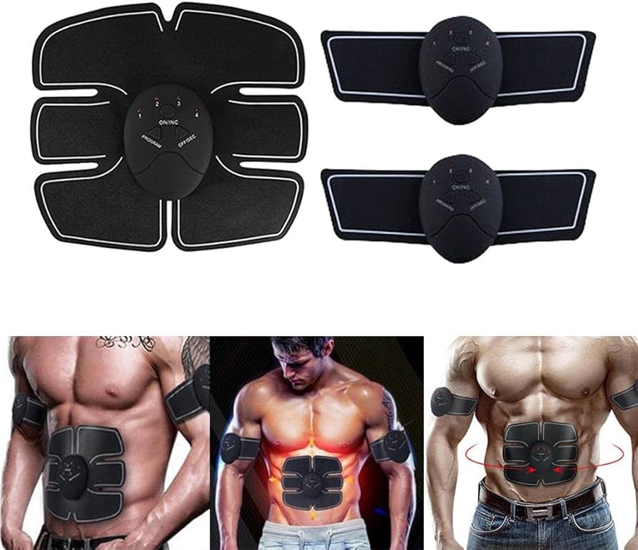 Wireless ABS Exerciser with abdominal belt on model