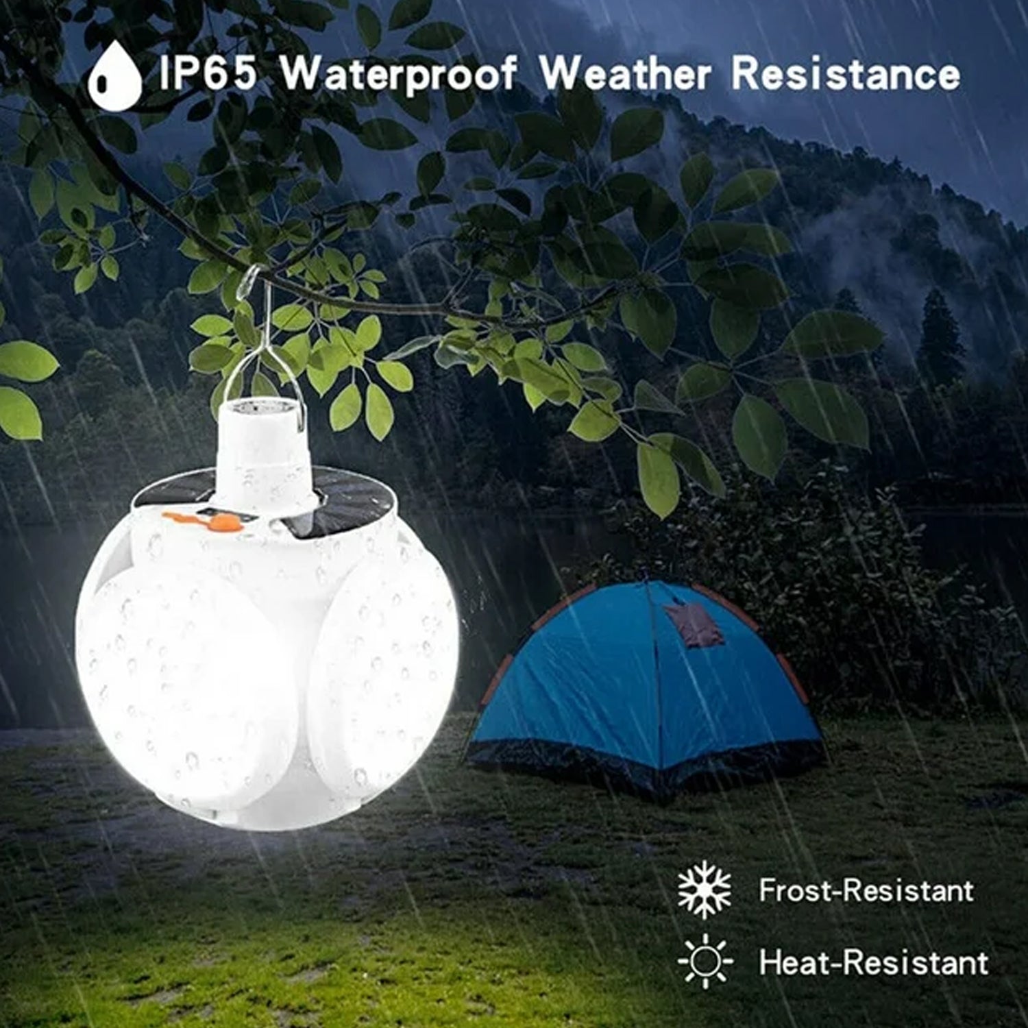 Solar Rechargeable LED Camping Light – Multi-Functional Emergency Lamp with USB Charging