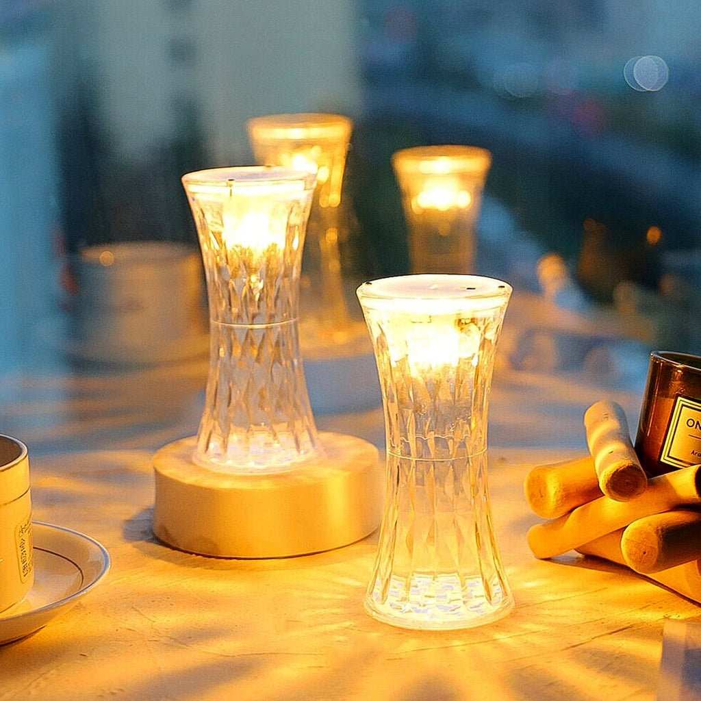 Close-up of crystal lamp's intricate design