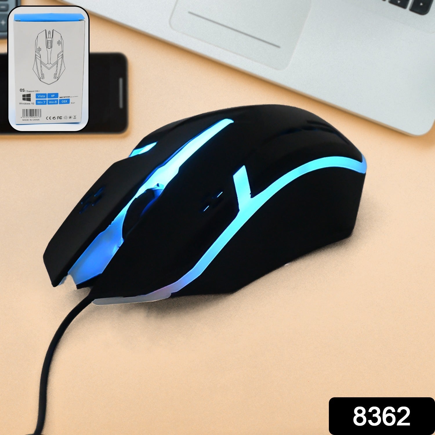 Wukusy Wired Optical USB Mouse front view