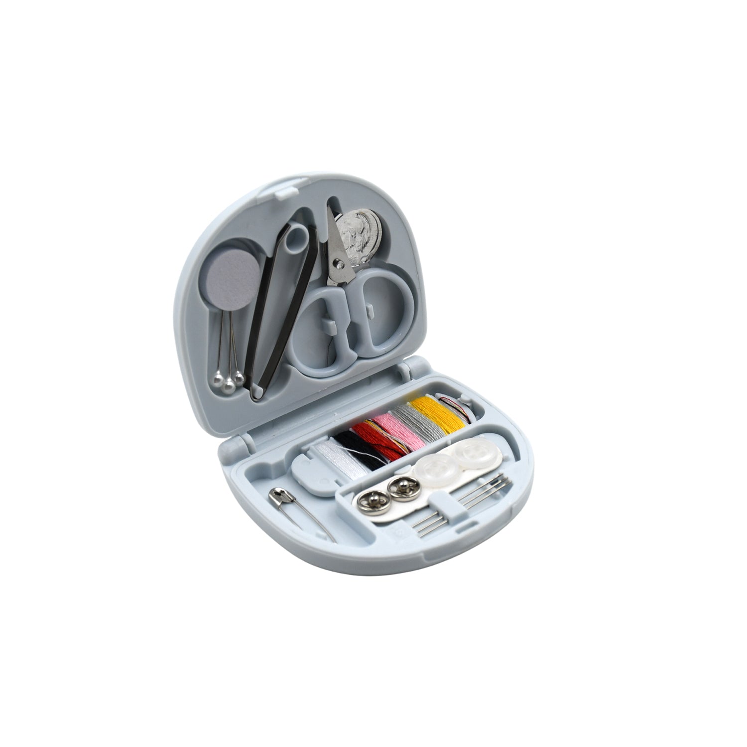Open 1290 Mini Travel Sewing Kit displaying all sewing tools