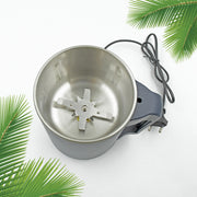 Electric coffee grinder with transparent lid open