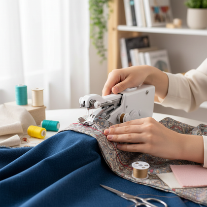 Handheld mini cordless sewing machine for quick repairs