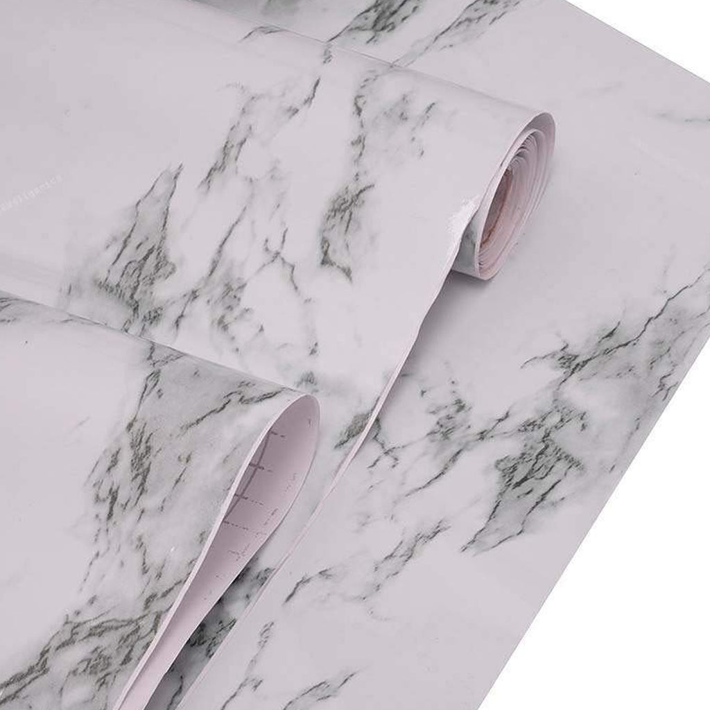 Adhesive Kitchen Wallpaper applied on kitchen countertop
