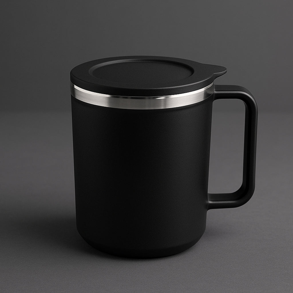 Side view of Apex Happy Mug with ergonomic handle