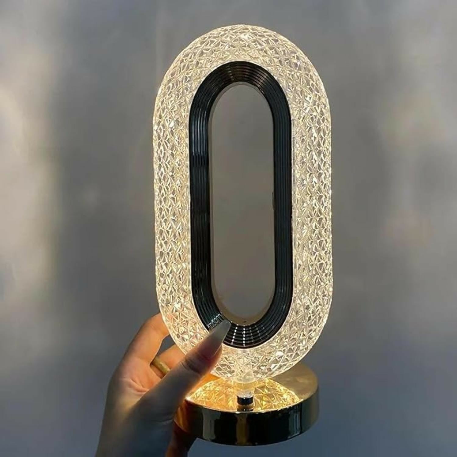 Crystal Oval Touch Table Lamp with 3 Light Modes & Dimming