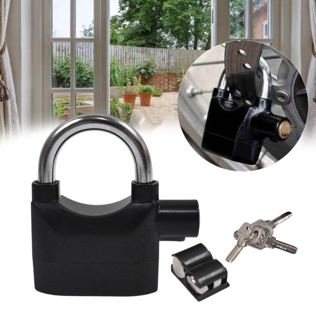 Front angle of waterproof siren alarm padlock with keys