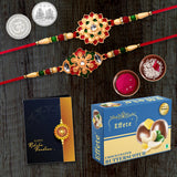 Rakhi Combo Gift Set with Ritual Kit, Greeting Card & Chocolate