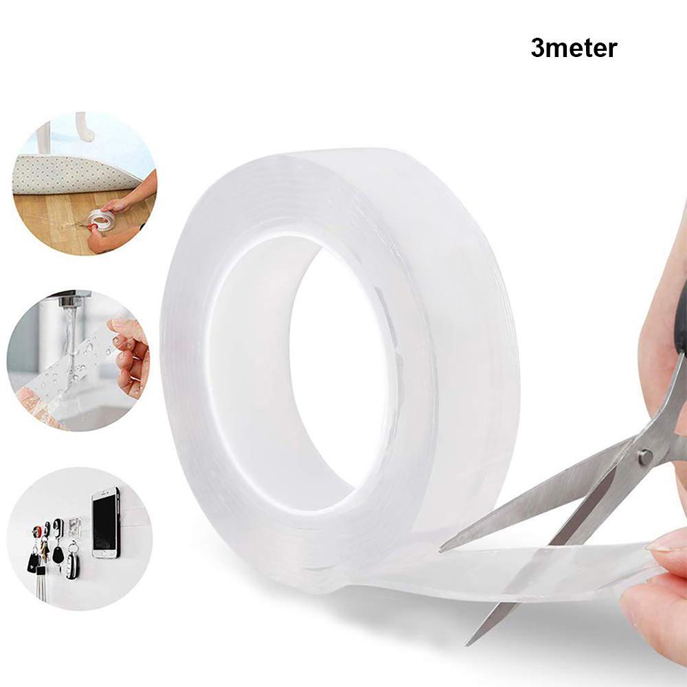 Roll of double-sided nano adhesive tape with strong, traceless gel