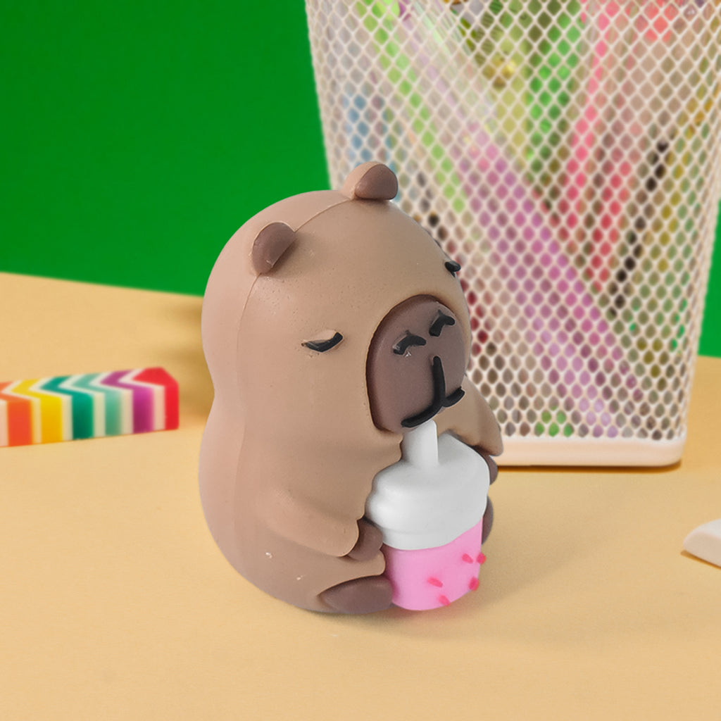 Close-up of cartoon pencil sharpener & eraser functionality