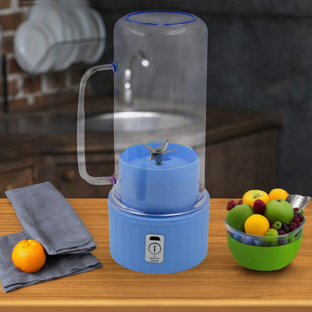 Close-up of the USB rechargeable blender showcasing its powerful 6 stainless steel blades.