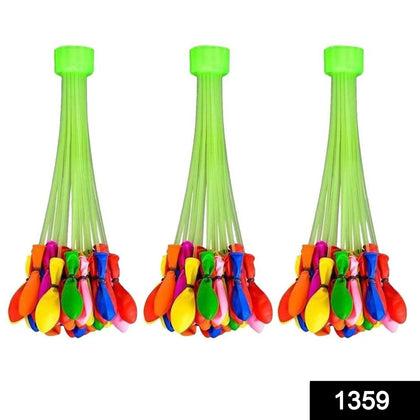 Bunch of colorful water balloons filling from a tap