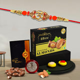 Rakhi Set for Brother with Silver Color Pooja Coin & Greeting Card - 200g