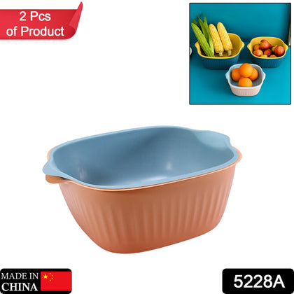 2-in-1 plastic washing bowl & strainer in use with vegetables