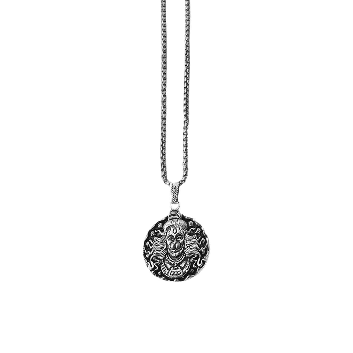 Hanuman Face Locket Pendant Necklace with Chain – Religious Jewelry for Men & Women