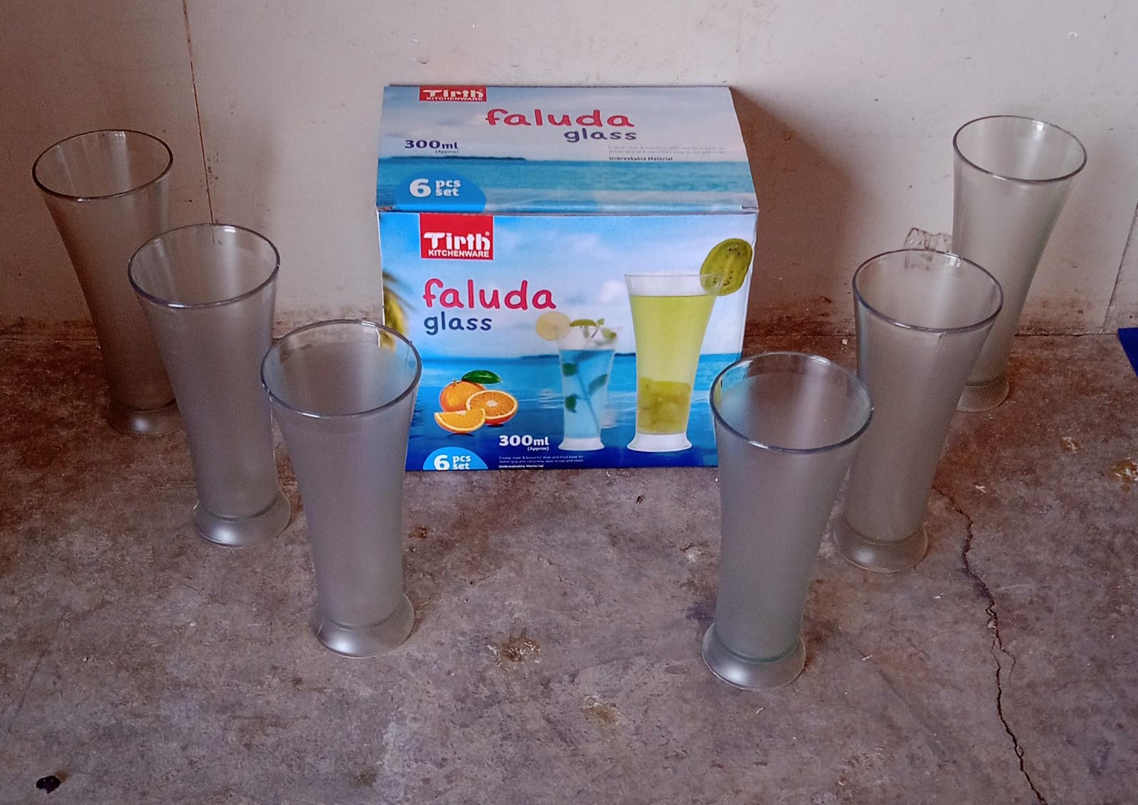 Faluda & Juice Glass Set – High-Quality Transparent Drinking Glasses, Set of 6 (300ml)