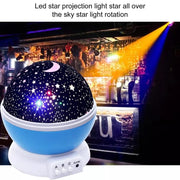 Child's bedroom lit by a Star Master Night Lamp projecting a starry sky on the ceiling