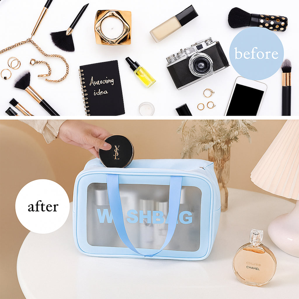 Compact foldable toiletry bags for travel