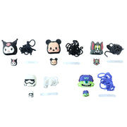 Five sets of cartoon character charger covers, cable protectors, and small connector covers arranged on a white background.