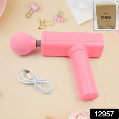 Person using a deep relax muscle massage gun on their shoulder for pain relief