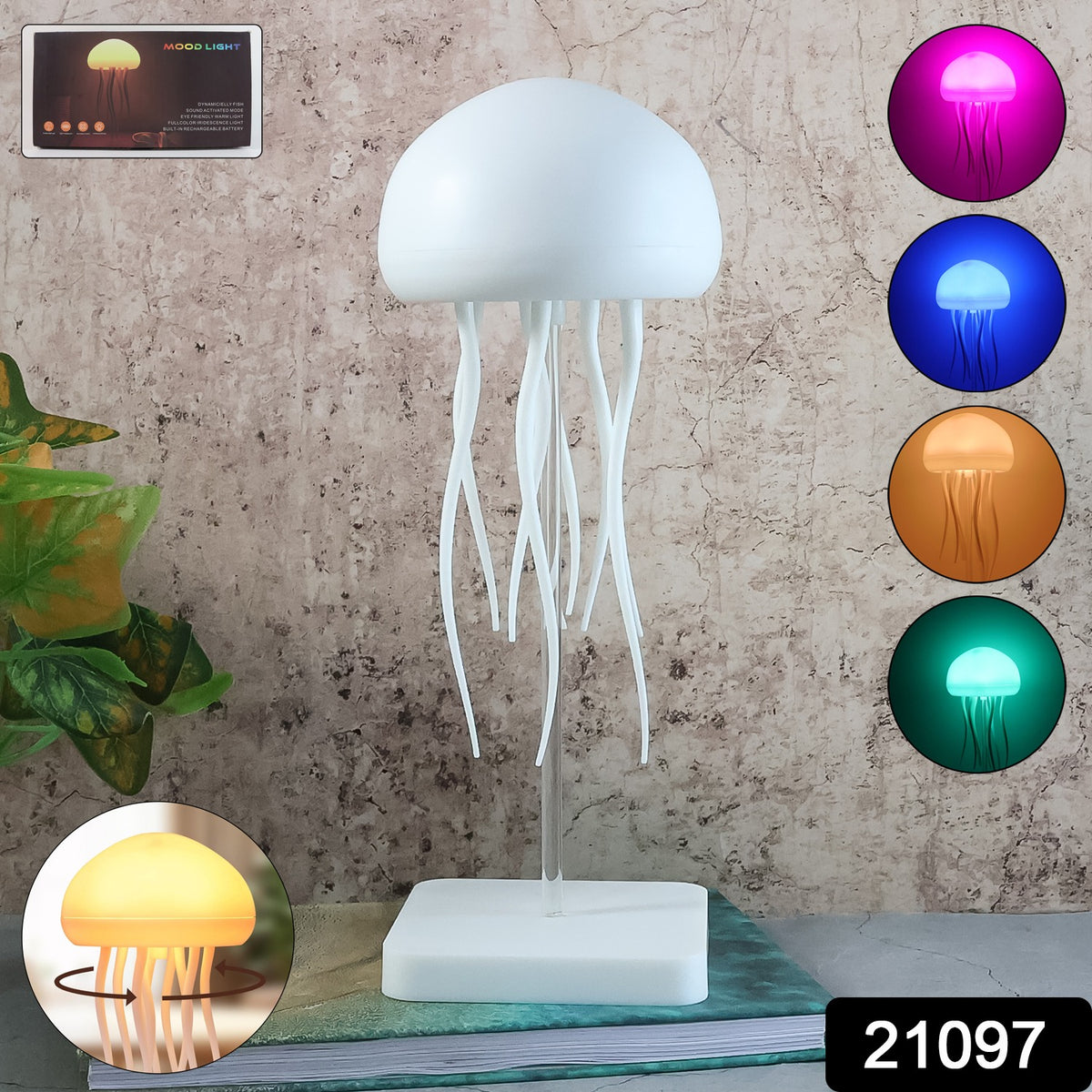 Jellyfish LED mood lamp with color-changing light