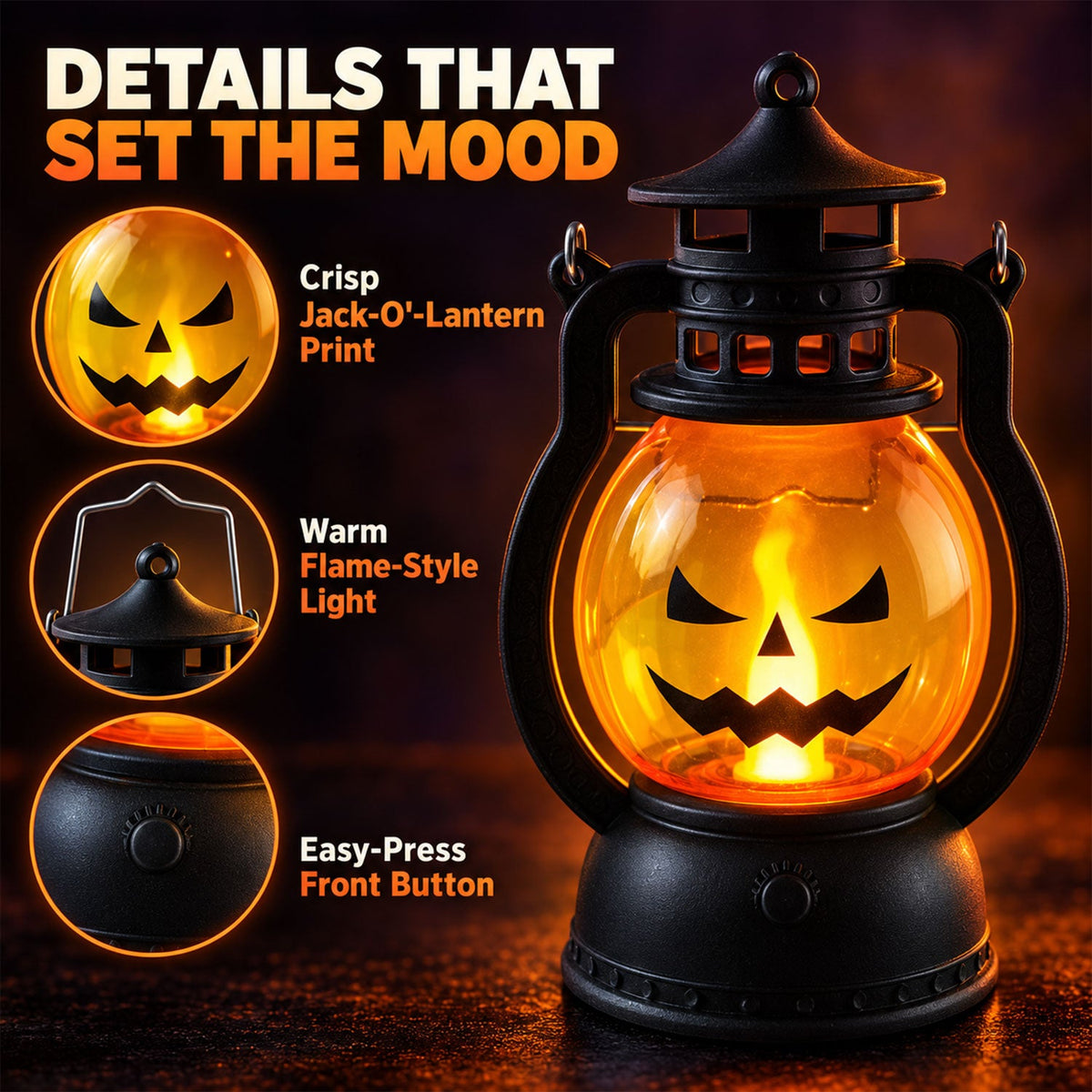 Mini Hanging Halloween Pumpkin Led Lantern Candles (4 Pc Set)