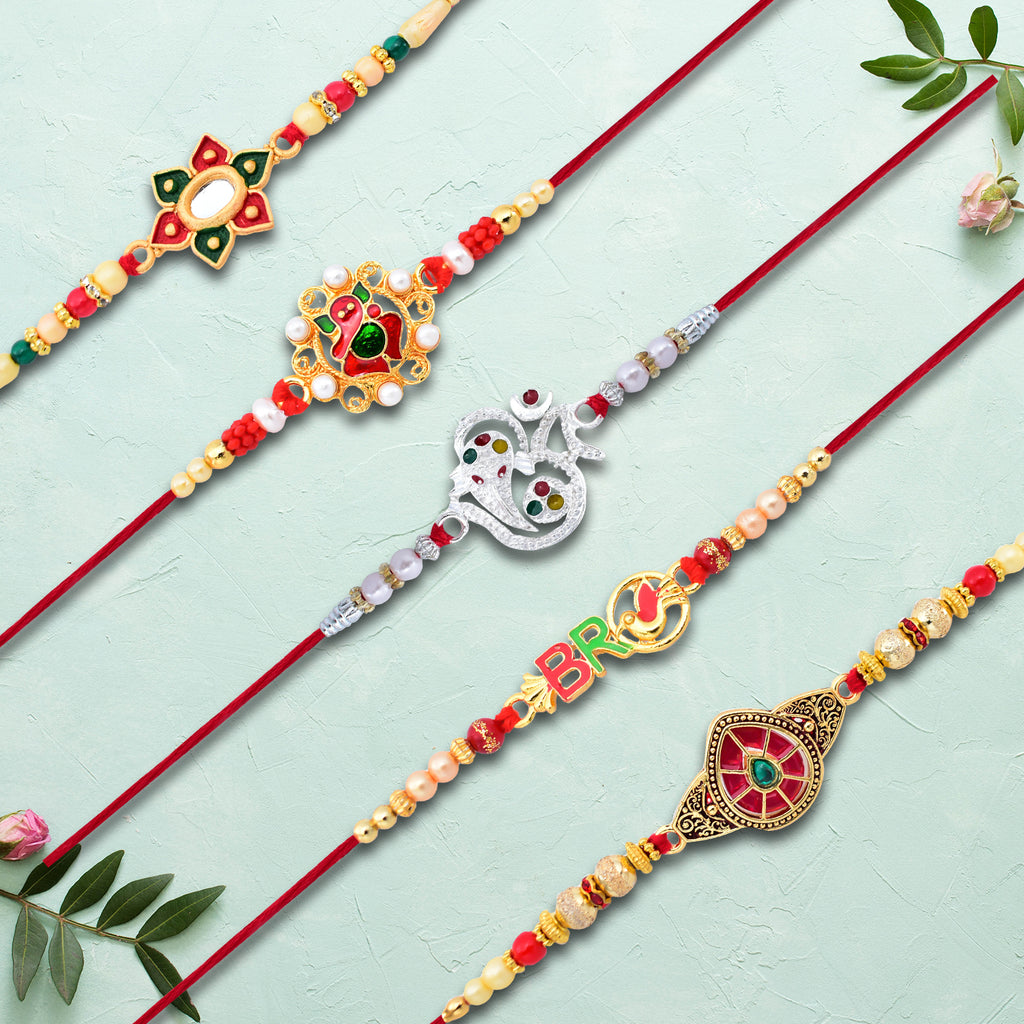 Auspicious silver colour pooja coin and heartfelt greeting card from the Rakhi Gift Set.