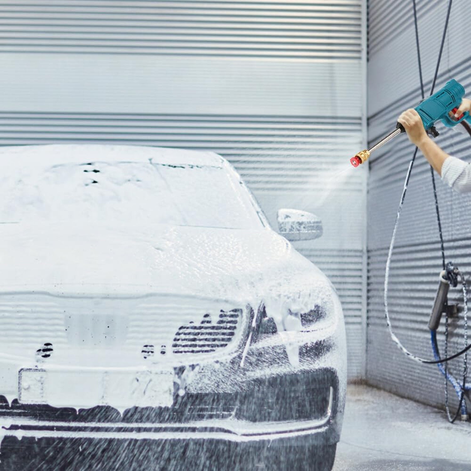 98v High Pressure Wireless Car Washer Kit With Battery And Accessories (1 Set)