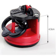 The red and black sharpener is shown with a measurement arrow indicating its height of 4.3cm.
