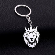 Stylish lion head keychain attached to car keys