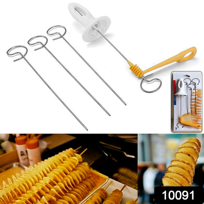 Potato spiral cutter with a whole potato ready to be sliced