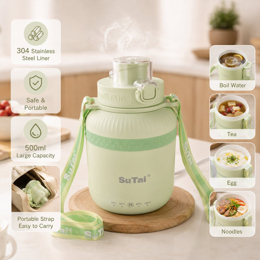 Portable Electric Kettle 600ml Travel Water Boiler Bottle With Temperature Control (1 Pc)