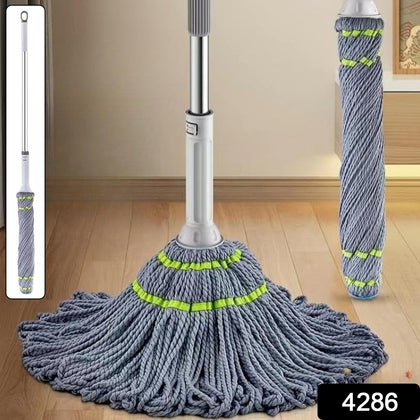 Self Wringing Mop with a telescopic stainless steel handle, ideal for easy home cleaning.