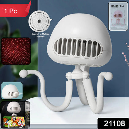 Rechargeable mini projector fan with star light effect