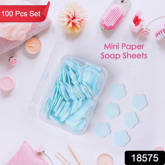 Mini Portable Travel Soap Paper Sheets – Flower Shape, 100-Piece Set (Mix Color)