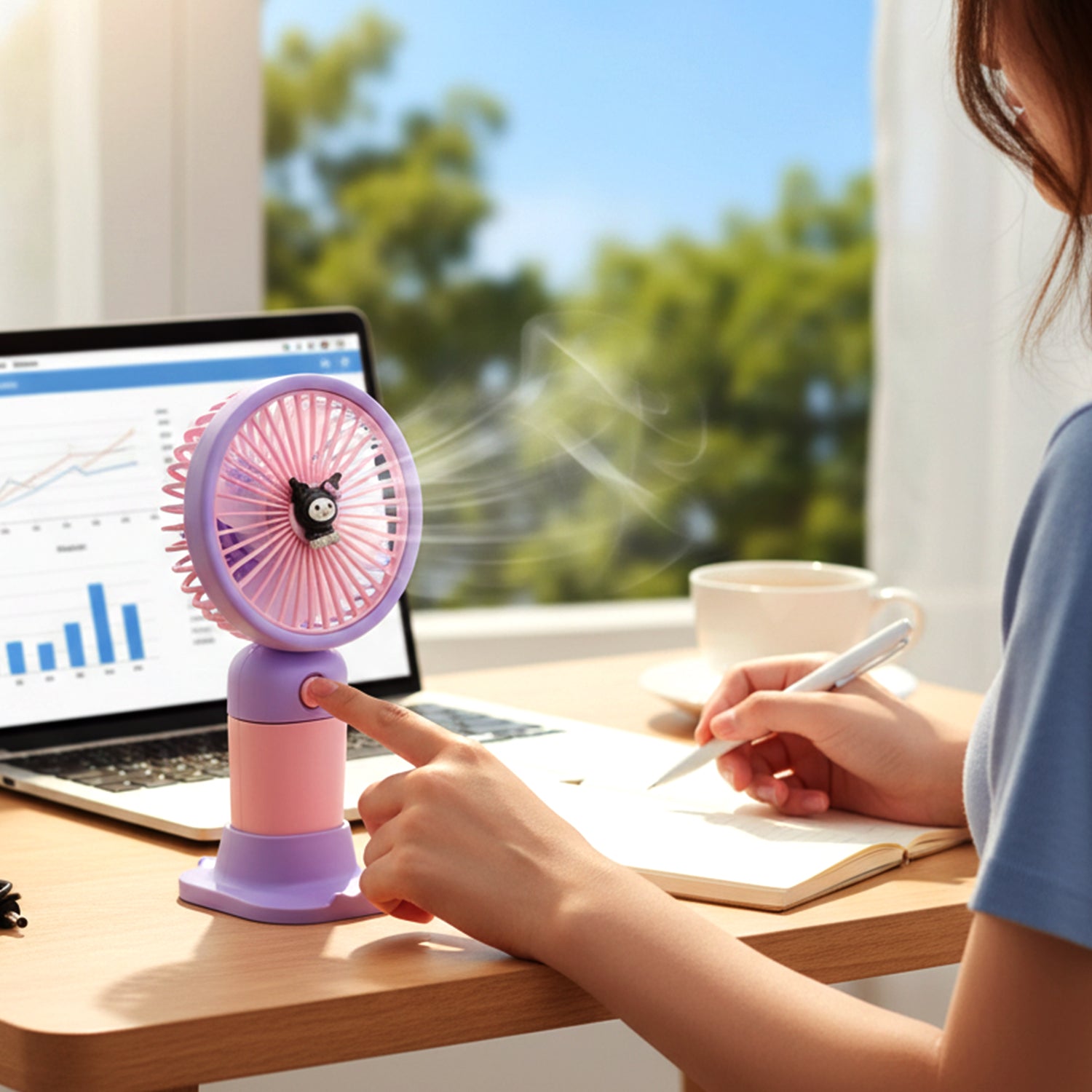 Cute Usb Rechargeable Mini Desktop Fan With Stand For Office  Home