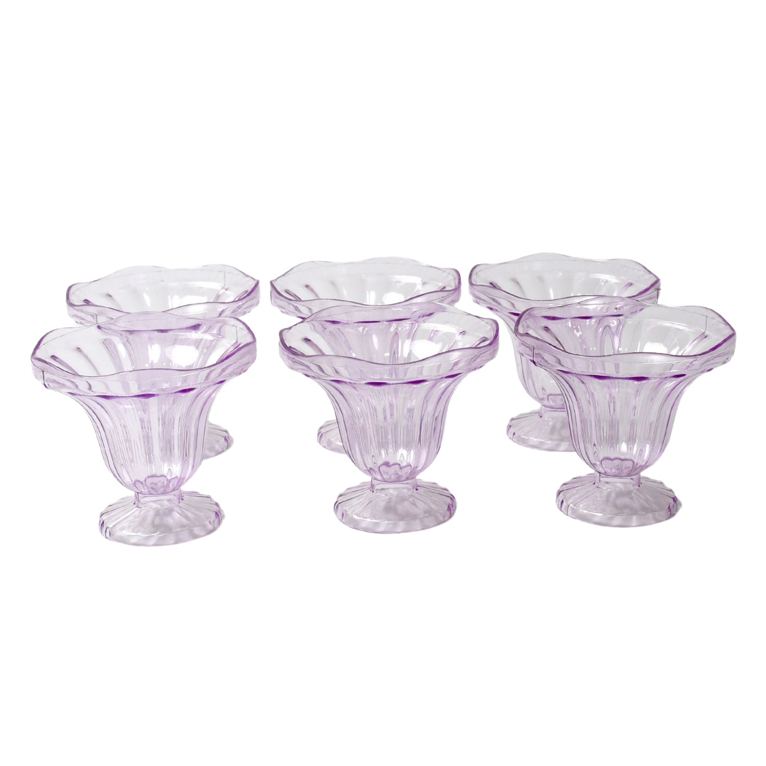 Crystal Plastic Ice Cream Bowls – Set of 6 Dessert Cups for Sundae, Snacks, Pudding, & Home & Kitchen Serving Platter