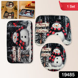 Christmas Snowman 3-Piece Bathroom Mat Set - Holiday Decor