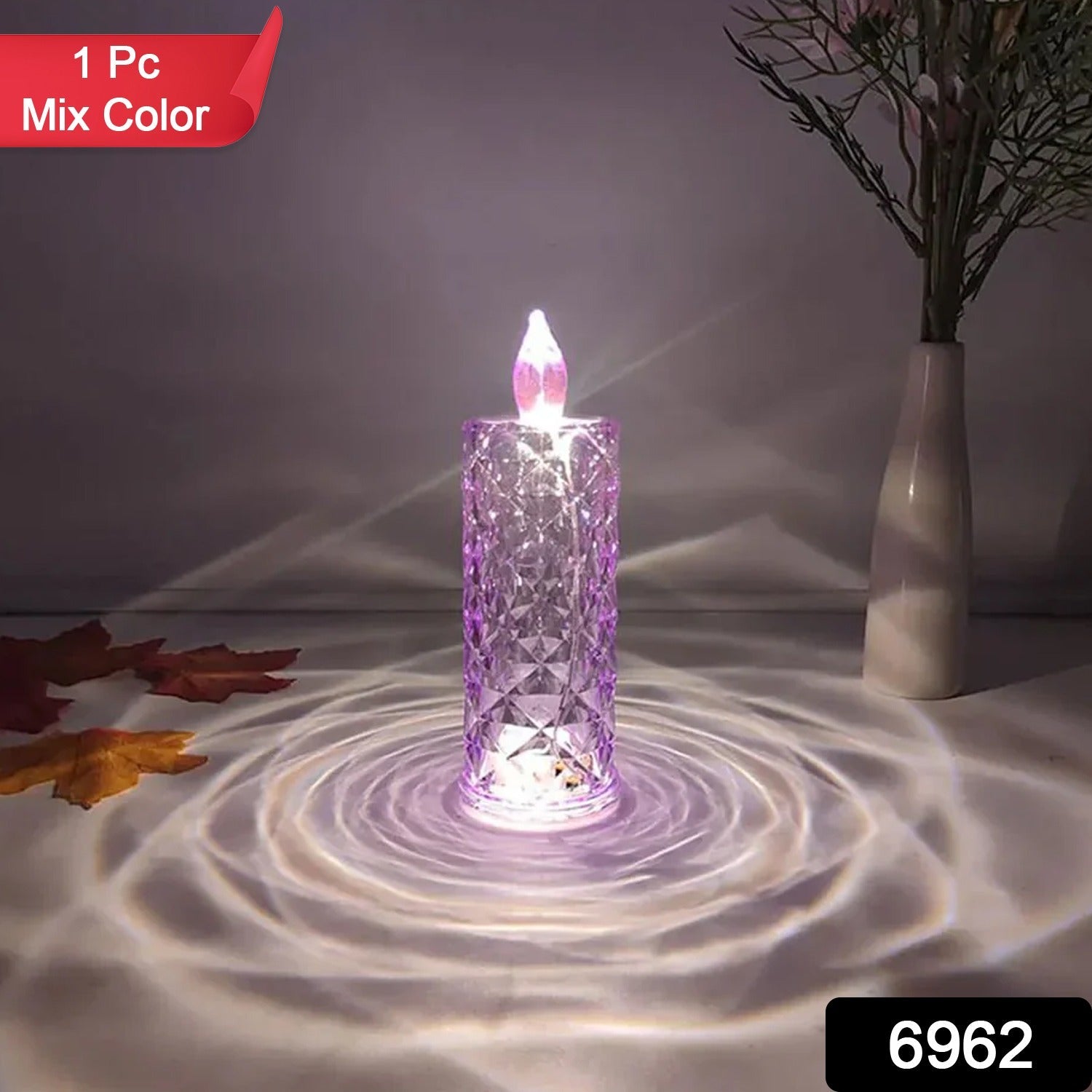 Multicolor Crystal LED Candlelight glowing on table