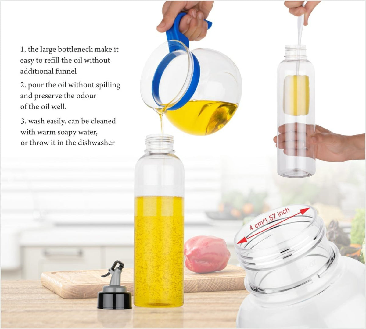 Ergonomic design of a 1 Liter oil dispenser bottle