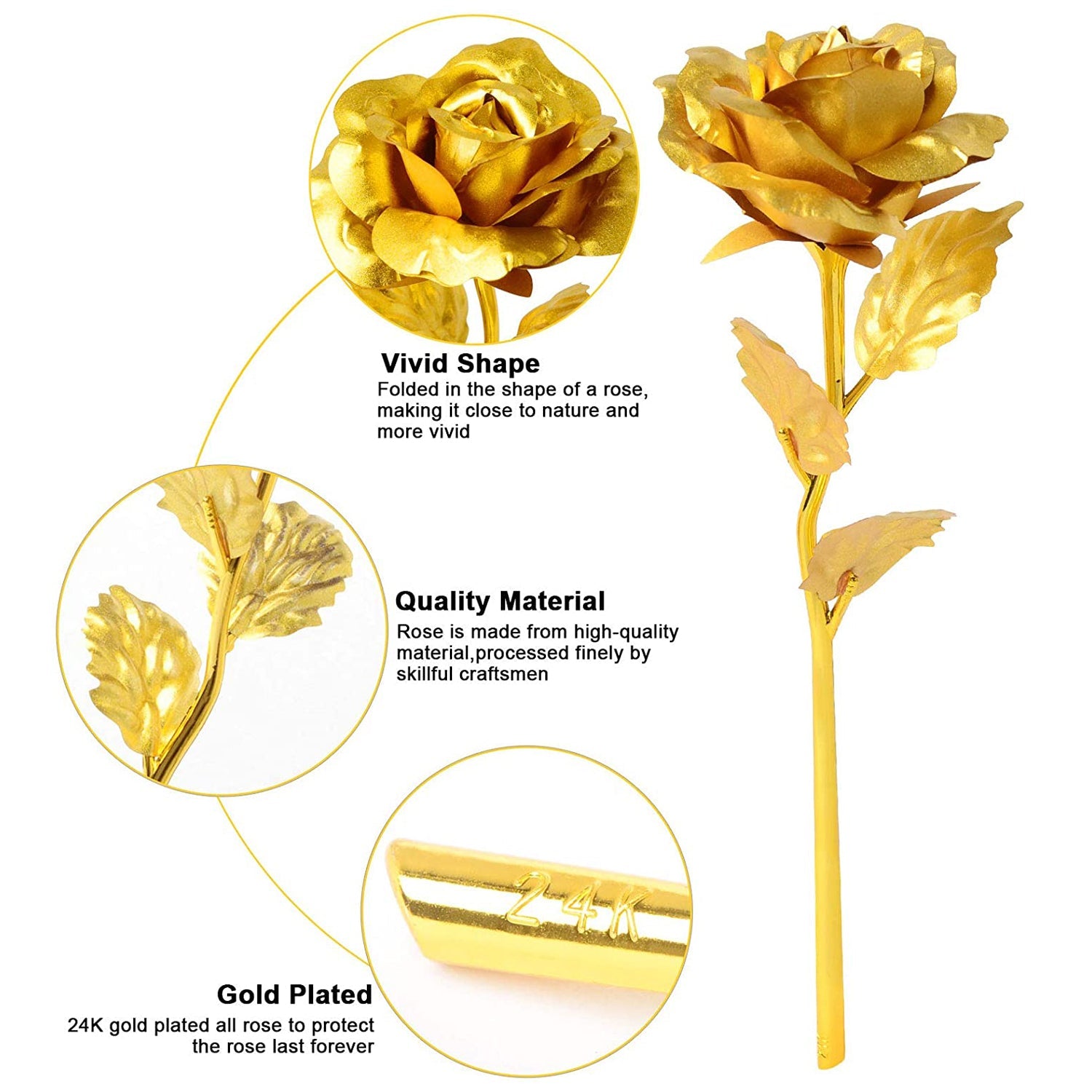 Side view of 0879 B Golden Rose for decoration