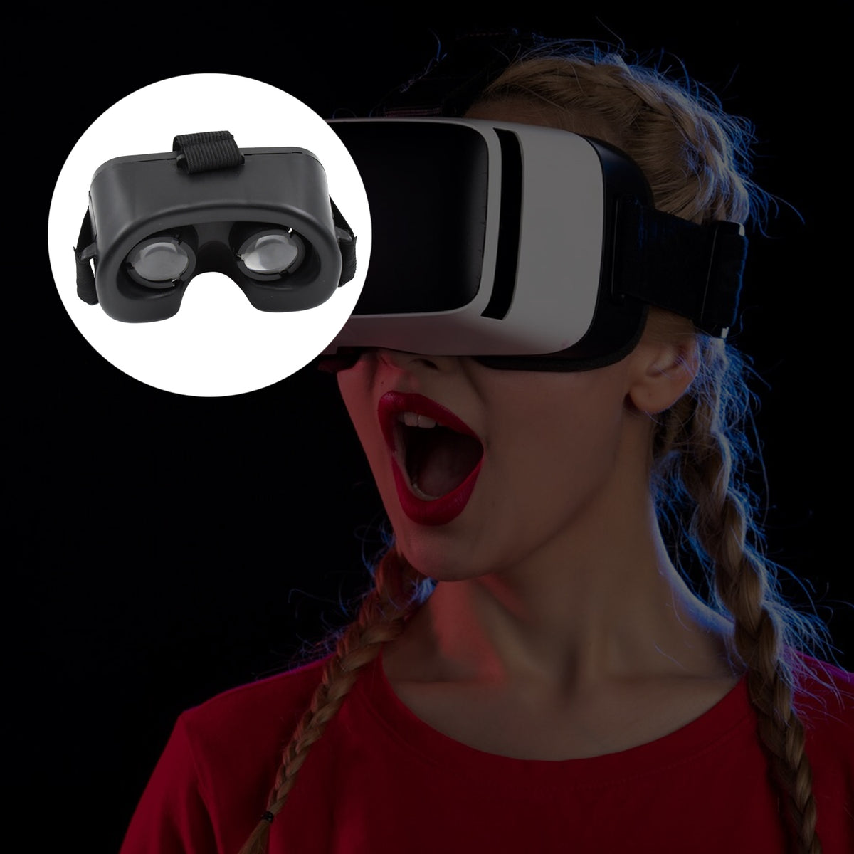 Top view showing adjustable straps on VR headset