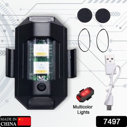 Mini LED Strobe Light waterproof USB rechargeable RGB safety light on black background