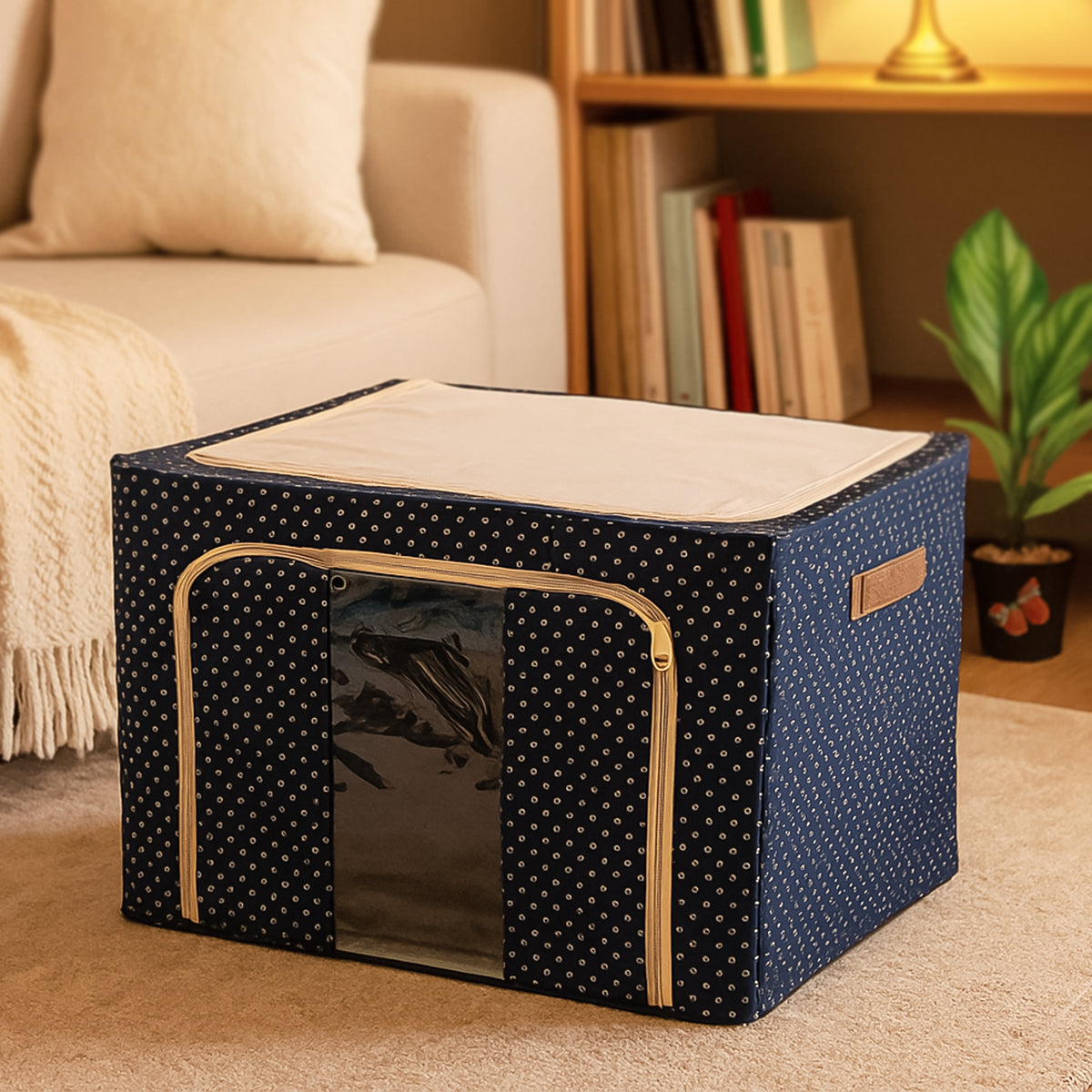 Foldable Steel-frame Clothes Storage Box - (50x40 Cm)