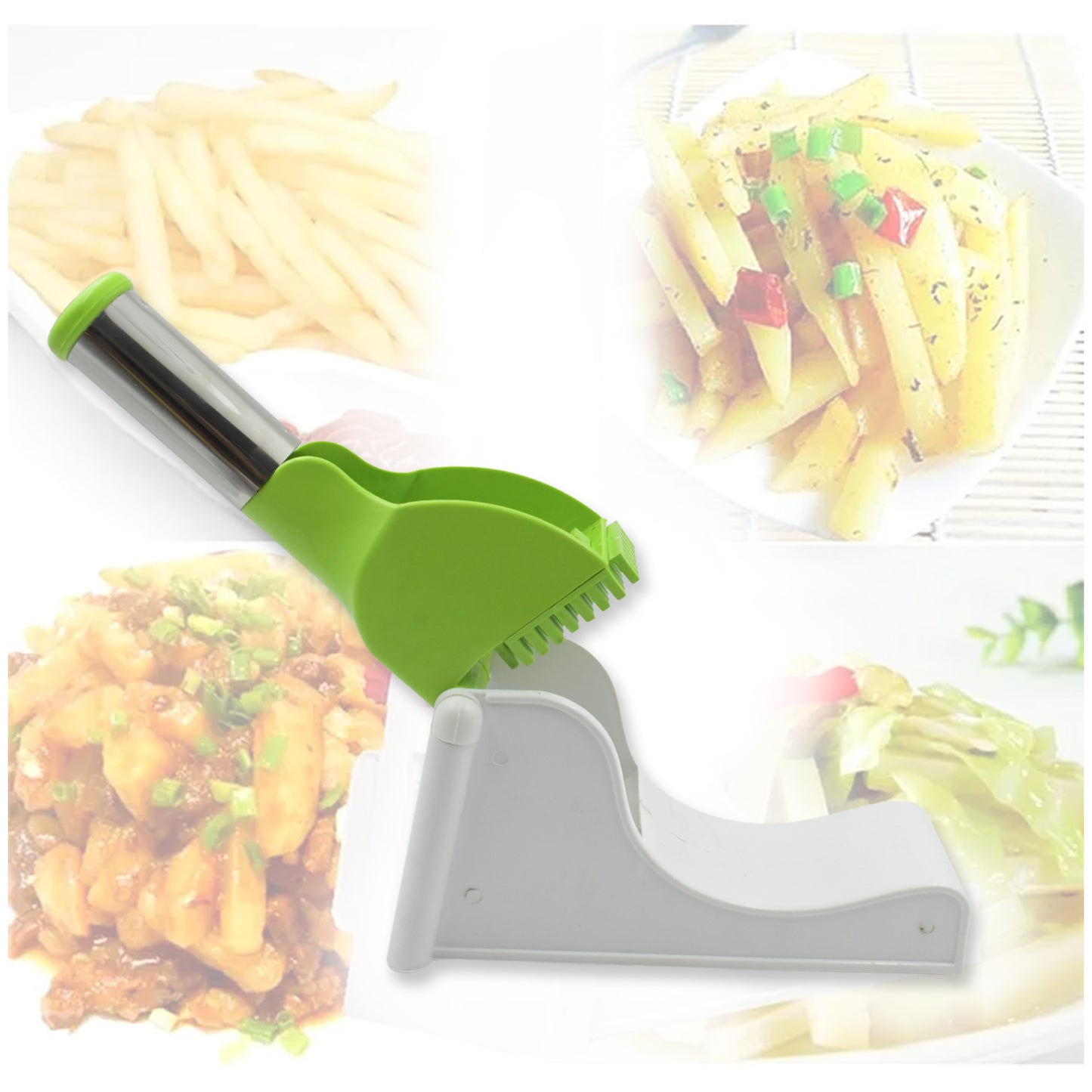 French Fry Potato Chipser – Virgin Plastic Slicer with Container